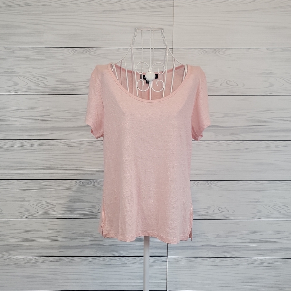 Sanctuary Pink Short Sleeve Linen Top Womens Size S